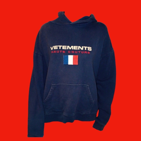 Vetements Tops - VETEMENTS NAVY HOODIE
